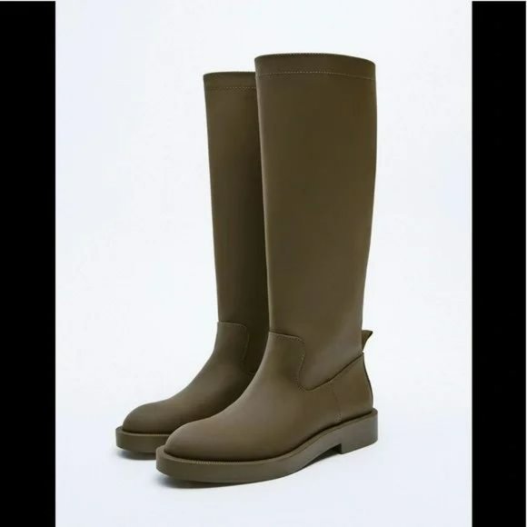 ZARA RUBBERIZED FLAT BOOTS - Picture 4 of 4